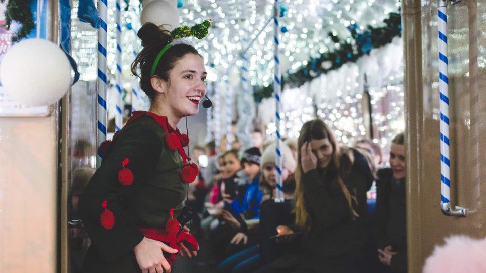 Reciters from Vojvodina riding the Christmas tram