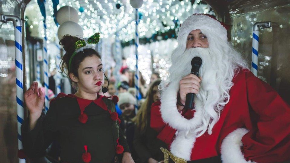 Reciters from Vojvodina riding the Christmas tram