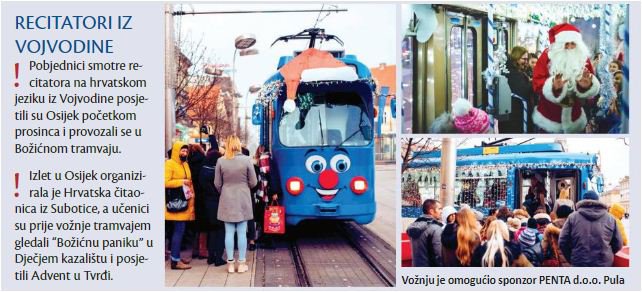 Reciters from Vojvodina riding the Christmas tram