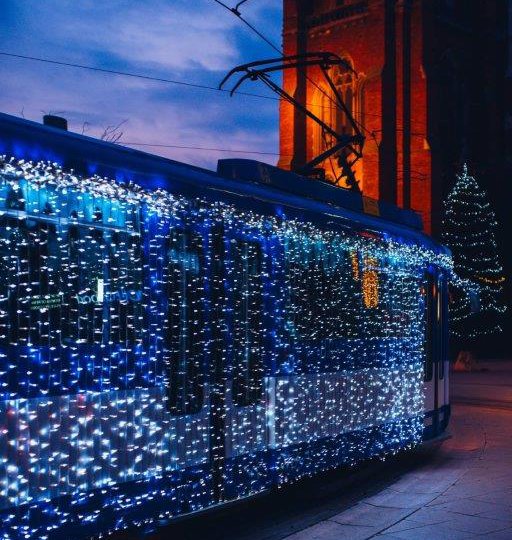 Reciters from Vojvodina riding the Christmas tram